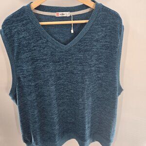 H2H Blue Teal Sweater V-Neck Vest Size 3xl
